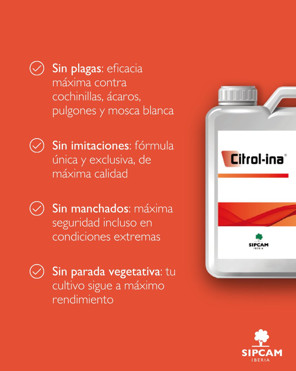 sipcam_iberia's tweet photo. Si cuando llega el #verano proteges tu piel de los rayos del ☀️, ¿por qué no proteges también tus #cítricos? 😎🍊
Citrol-ina combate a múltiples plagas sin dañar los frutos de tus #cultivos 🏖️
https://t.co/ZxBR77asyF
#SIPCAMIberia #plagas #cosechas https://t.co/EL7RYJMzhJ