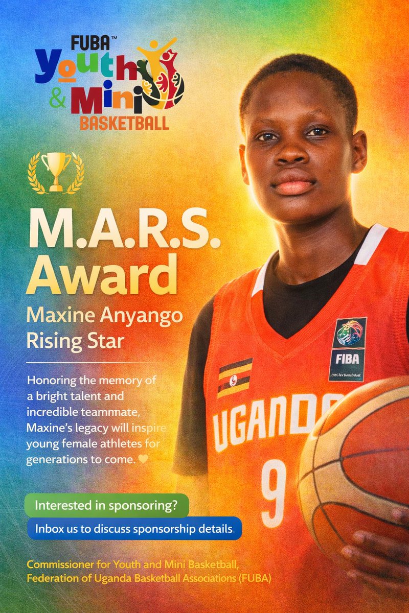 FubaYouthMini's tweet photo. .We asked, and our community answered! Please join us in giving a massive shoutout to @weighcomug Limited Uganda, the official sponsor of the inaugural M.A.R.S. (Maxine Anyango Rising Star) Award! 🏀✨
Created in loving memory of our beloved Maxine, who gave so much to the game. https://t.co/Lsicfy2xhF