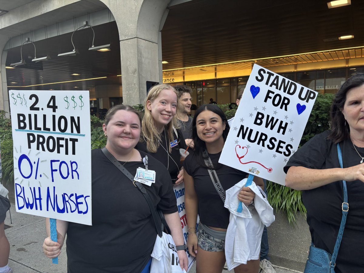 MassNurses's tweet photo. Brigham nurses on strike for respect and patient safety!!!!! MGB billionaires forced a strike because of corporate greed! #StandWithNurses https://t.co/fqEHsGgaqx