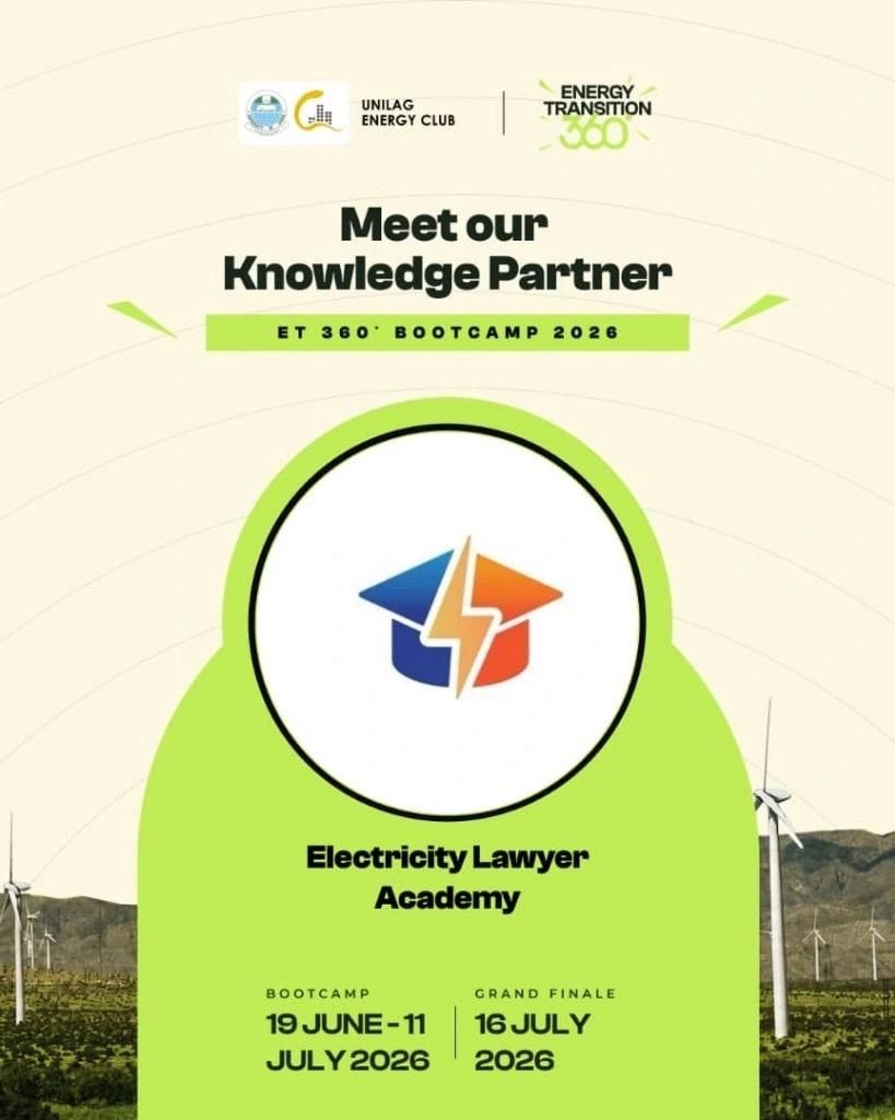ElectricityL's tweet photo. We’re incredibly excited to partner with the UNILAG Energy Club as a Knowledge Partner for the Energy Transition 360 Bootcamp 2026.

We’ll be leading the deep-dive session on Project Permitting and Nigeria's Energy Legal Framework. https://t.co/eTAubtV1yC