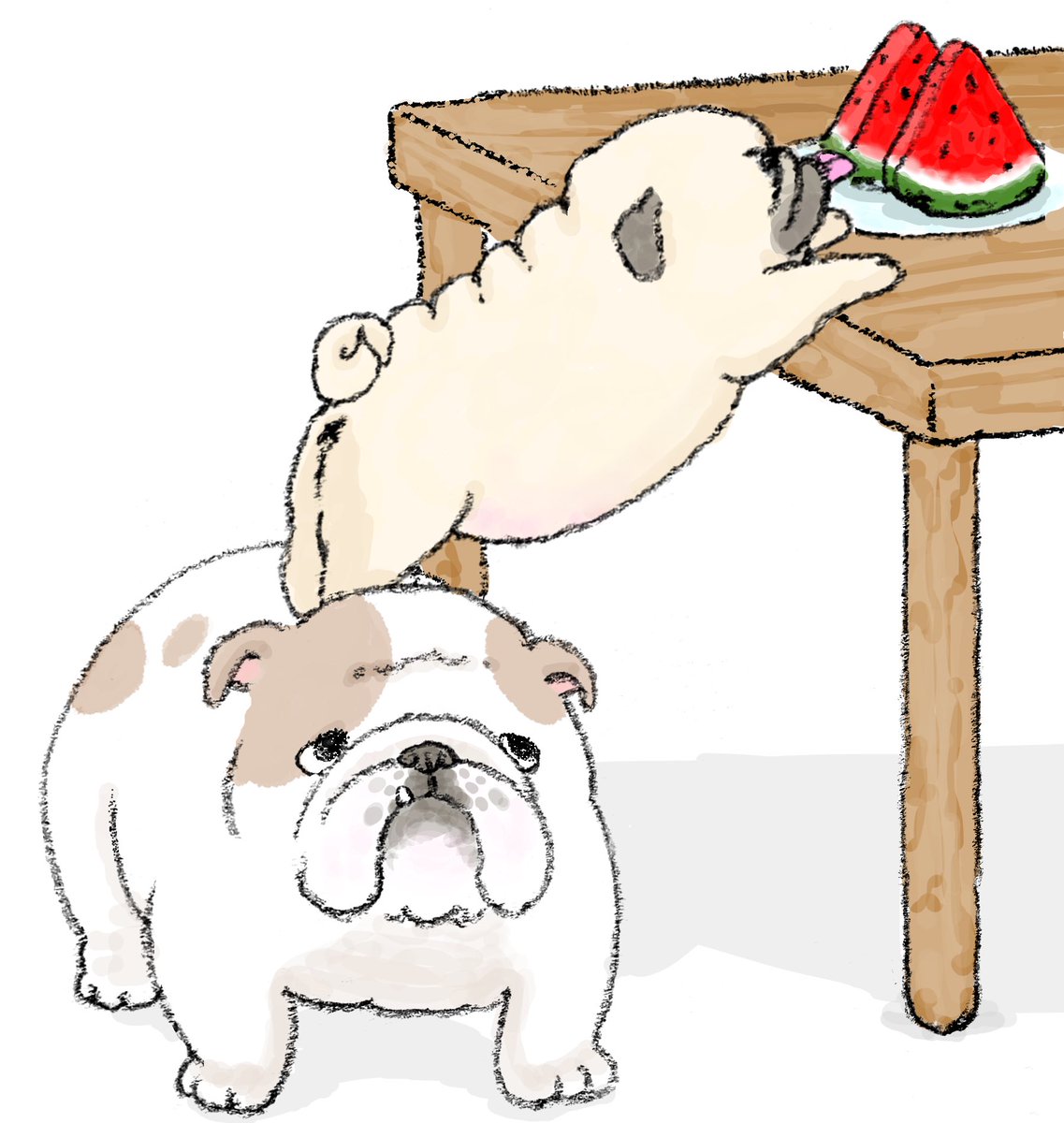 89no87chan's tweet photo. スイカ泥棒🍉
鼻ぺちゃ犬グッズ販売中🐽 https://t.co/tiDuX1zr9L https://t.co/Z7DSORh58H