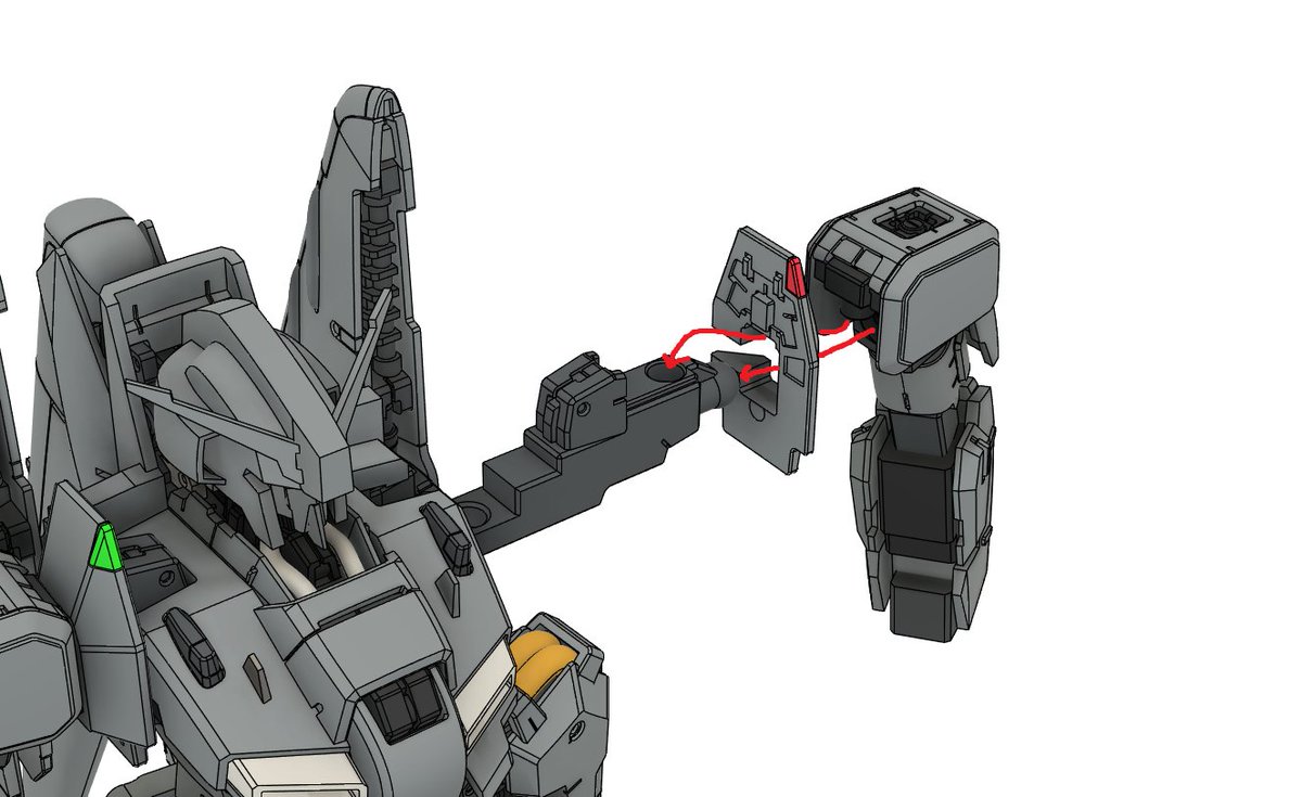 ns32v's tweet photo. 腕アームと肩アーマーはそれぞれ別軸で動かすようにした。腕吊り下げボールと肩アーマーを差し込む軸を分たで、肩フレームを一個のパーツにまとめられたヨシ😉 https://t.co/83Um4SOZde