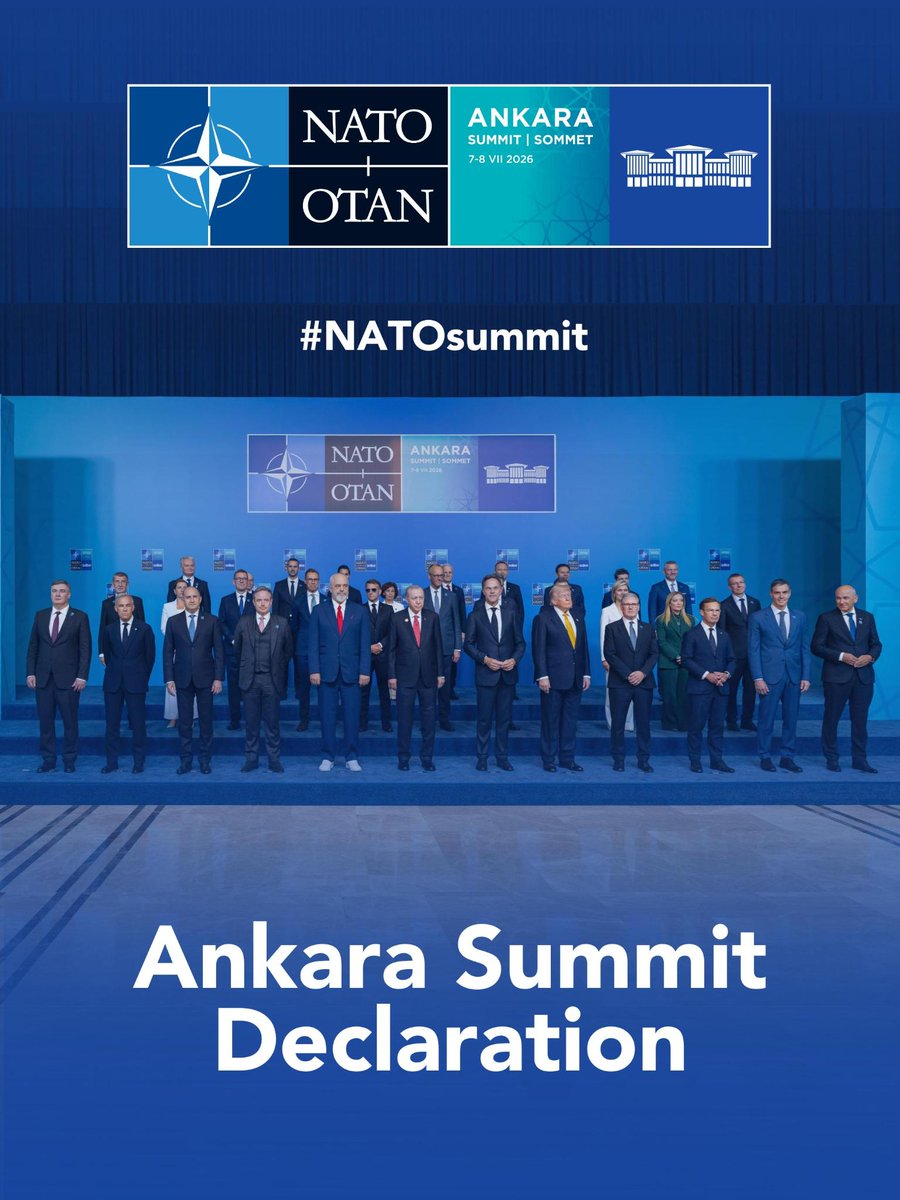 NATO's tweet photo. Ankara Summit Declaration issued by the Heads of State and Government participating in the meeting of the North Atlantic Council in Ankara, Türkiye

Read the full statement → https://t.co/mQOBHNYCXy

#NATOsummit https://t.co/RIoidXu2rQ