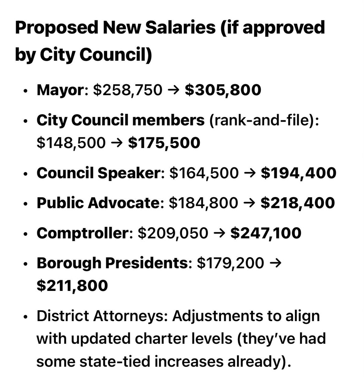 Izengabe_'s tweet photo. The new proposed salaries for NYC's elected officials are insane. Mamdani's proposed salary would be more than the combined salaries of the Governors of FL &amp; TX. NYC Council members would have higher salaries than any state legislators in all 50 states. Legalized robbery. https://t.co/5Y0h5p3GJW