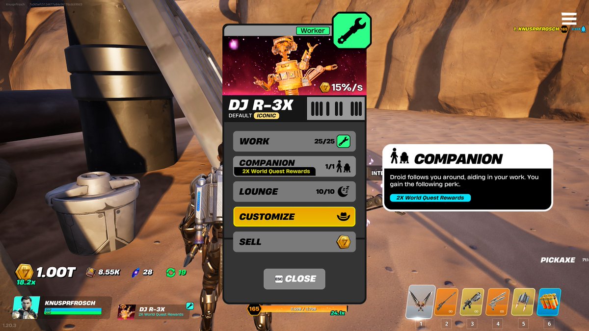 schwanenwald's tweet photo. @FoadZone New bug (today, as yesterday things worked) with Iconic droid DJ R-3X: 
Its "2x World Quest Rewards" companion ability is suddenly gone? The orange text pop-up with the little droid that doubles the credits or chips is missing &amp; double reward doesn't happen. https://t.co/LyiBwBCzoO