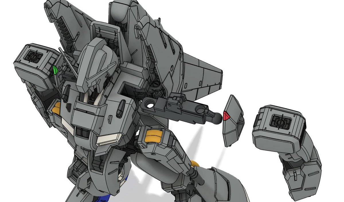 ns32v's tweet photo. 腕アームと肩アーマーはそれぞれ別軸で動かすようにした。腕吊り下げボールと肩アーマーを差し込む軸を分たで、肩フレームを一個のパーツにまとめられたヨシ😉 https://t.co/83Um4SOZde