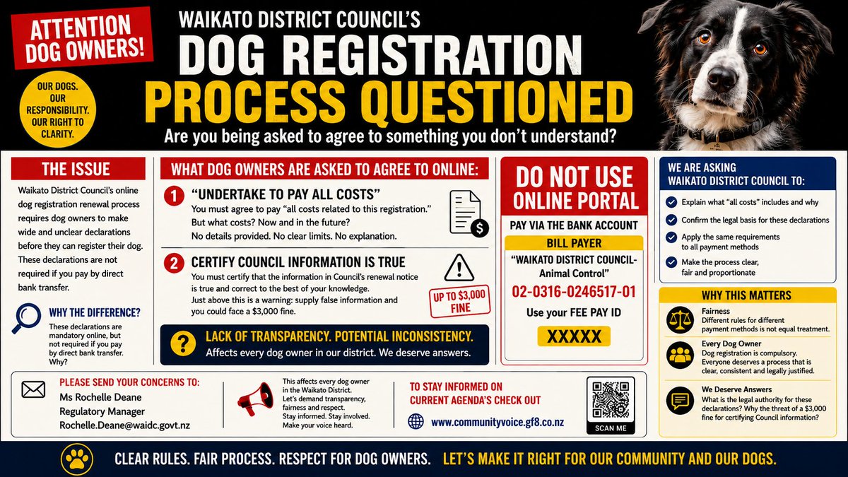 gremlinzzzuk's tweet photo. Waikato District Council forcing Dog Owners to Undertake to Pay all costs with unclear declarations!!!! https://t.co/zyufSi646N