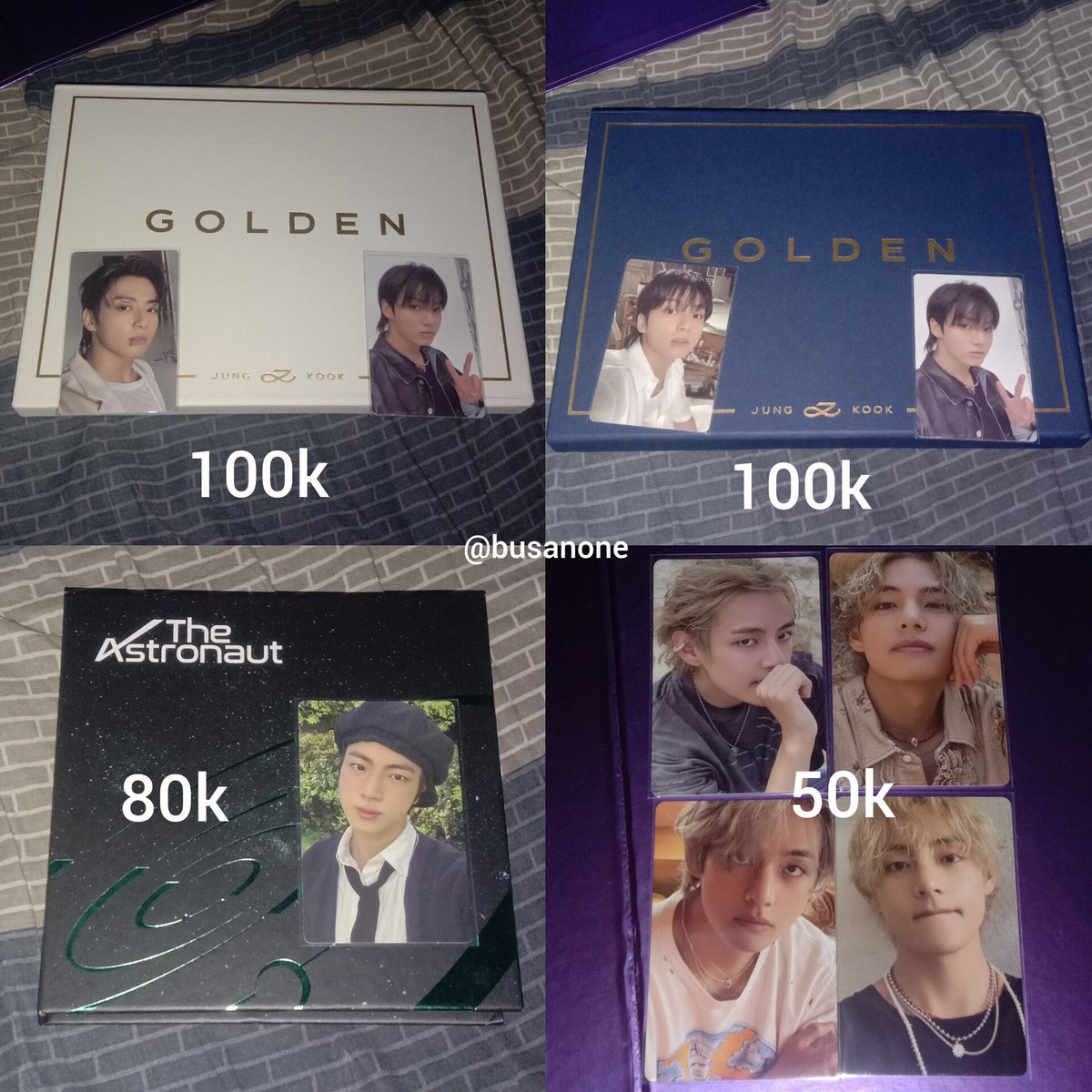 busanone's tweet photo. ‼️ WTS WANT TO SELL ‼️

UNSEALED ALBUM FULLSET:
golden jungkook solid &amp; substance
the astronaut jin green 
be deluxe bts

PHOTOCARD: 
pc album weverse layover taehyung 
pc album weverse j-hope jitb
pc &amp; polaroid jungkook memo 2020 digicode festa 2025

take all 550k 
dom tangerang https://t.co/Q3wULlPBbL