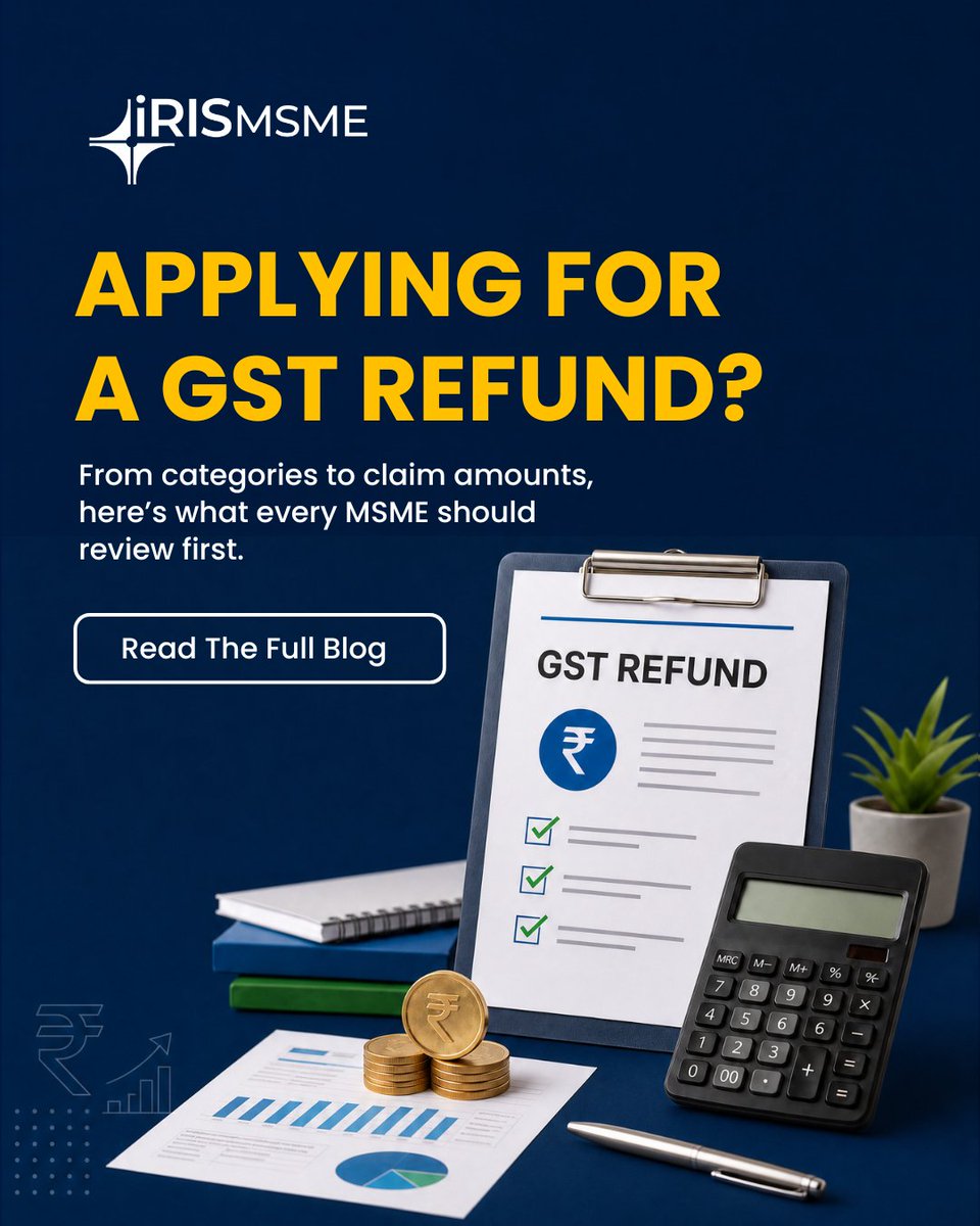 iris_peridot's tweet photo. A few simple checks today can help avoid GST refund delays tomorrow.

Read our latest blog: https://t.co/RR2lTGpLrh

#GSTRefund #GST #MSME #BusinessCompliance #TaxCompliance #BusinessFinance #GSTIndia #SmallBusiness #IRISPeridot #IRISMSME https://t.co/tqidQXWljE