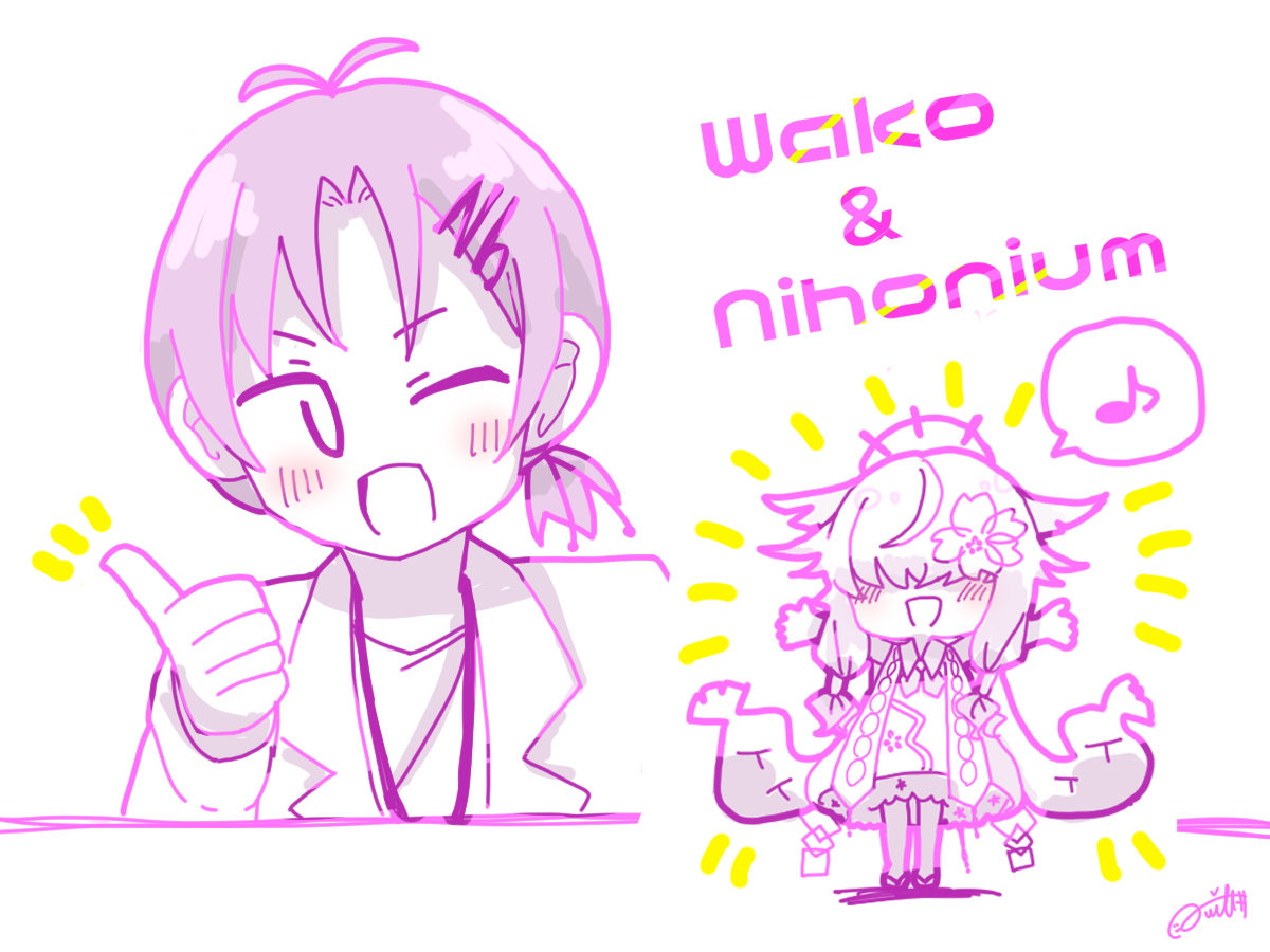 Quilt825krkr's tweet photo. ※クロスオーバー

某楽章のNhちゃんと自創作のわこう市くん
わこうくんのNhヘアピンはデフォルト https://t.co/M57o5lOVC9