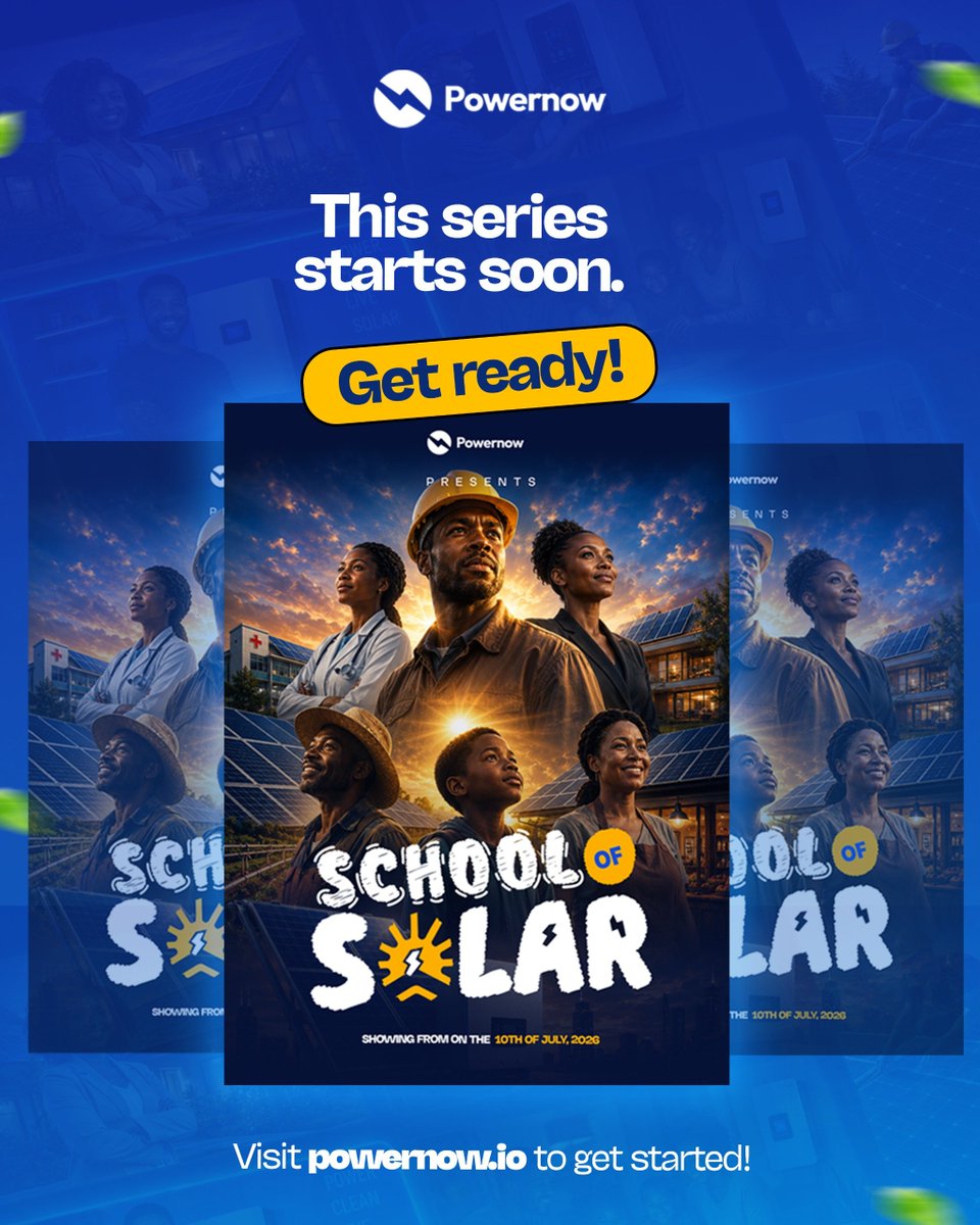 powernow_io's tweet photo. We have a new series coming up! 📢

It will answer every question you have about getting the right solar size for your setup.

It is called School of Solar. 🌞 Whether you want solar for your home, your growing business, or a large corporation, we will cover everything.

This series starts very soon. Get ready! 💙