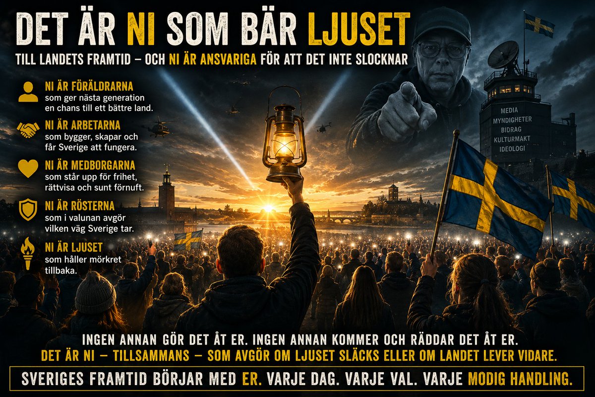 Dockmyran's tweet photo. Bara en liten påminnelse från mig - välj noga! 

Det har aldrig någonsin i sveriges historia stått mera på spel! 
#svpol #politik #sverigesframtid https://t.co/foqiKSLaM7