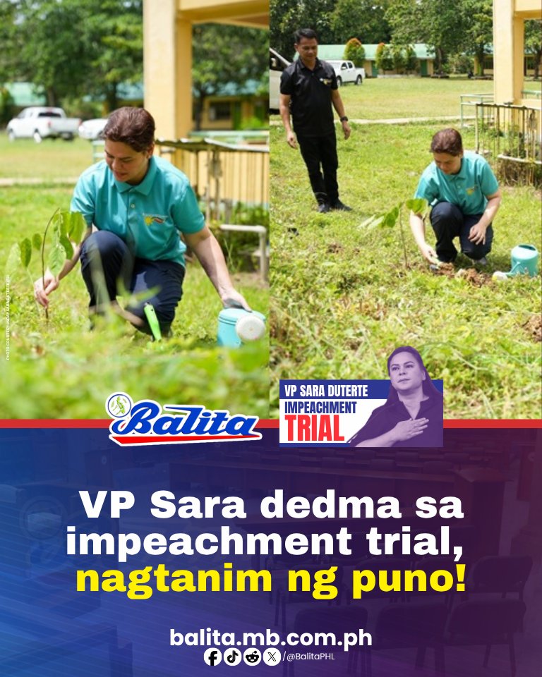 balitaphl's tweet photo. Masayang nakiisa si VP Sara sa isang tree planting activity at mga pagdiriwang sa Surigao del Sur nitong Miyerkules, Hulyo 8. Sa kabila ito ng pagpapatuloy ng impeachment trial laban sa kaniya sa Senado, na nasa ikatlong araw na.

BASAHIN: https://t.co/w7NiEtat9u @manilabulletin https://t.co/trVH9mH80y