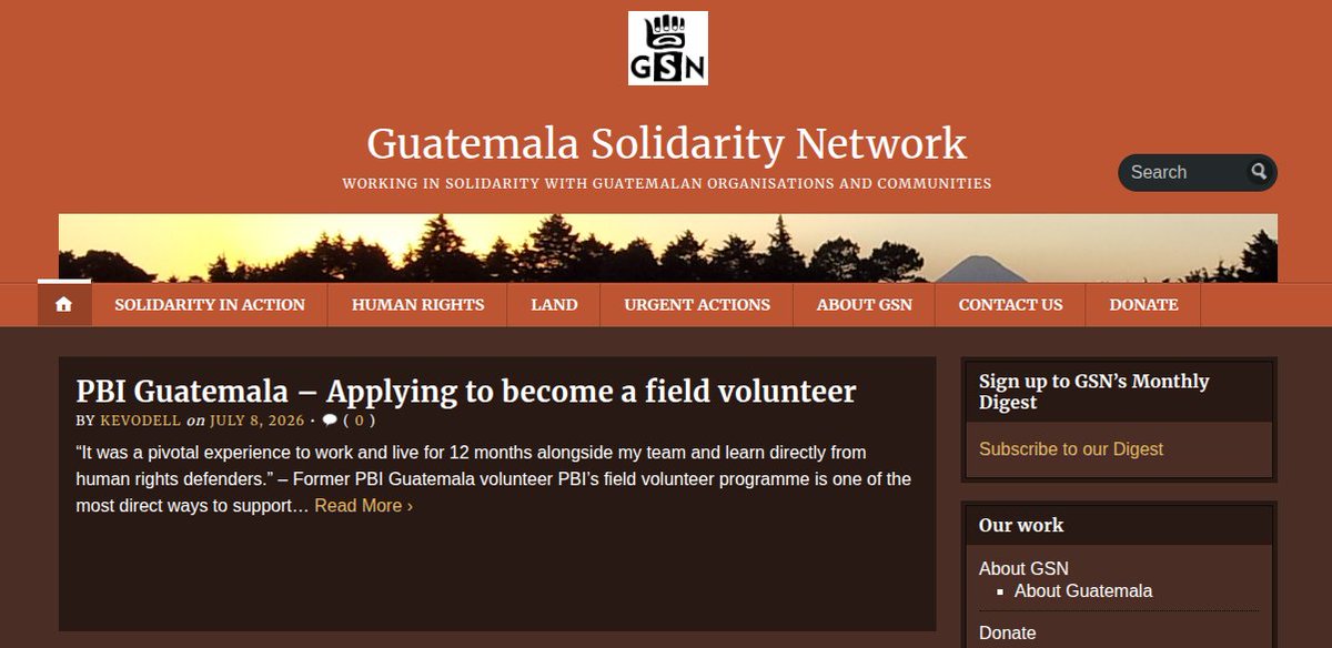 Guatesolidarity's tweet photo. ‘PBI Guatemala - Applying to become a field volunteer’ @PBIUK #PBI_Guatemala featured in #GSN https://t.co/lRsJPSSDcQ https://t.co/V7OThSLbum