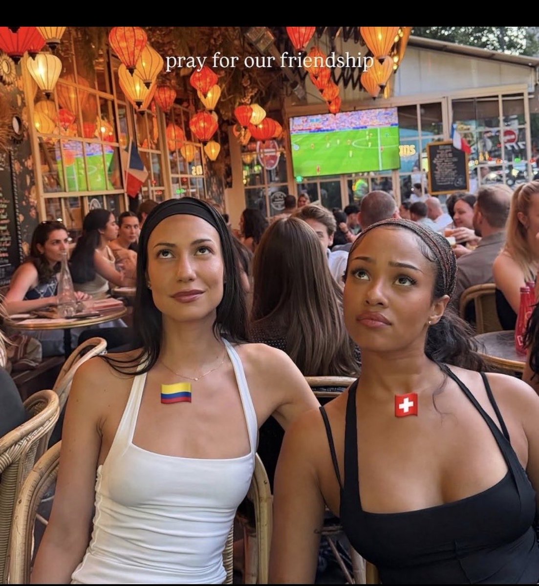 lararajswifey's tweet photo. this girl is genuinely embarrassing. and she’s definitely not african representation. she’s european representation. i didn’t see her post this when colombia beat ghana. she’s a larp https://t.co/abLW4cQeeZ