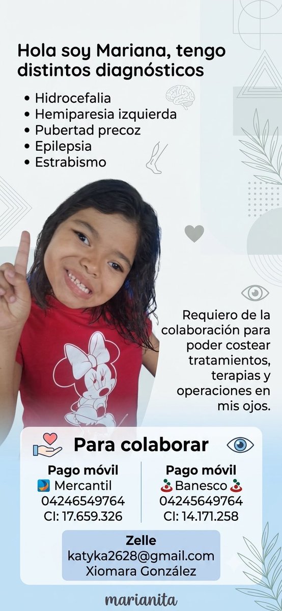 mariani87784922's tweet photo. Suplico ayuda sigo sin anticonvulsivo es diario d por vida aunado decapeptyl para evitar un desarrollo precoz ,ya q por tantas infecciones y operaciones en mi cabecita tengo un descontrol hormonal q solo ese tratamiento lo detiene es d alto costo 450$ https://t.co/llSS4JI8av
