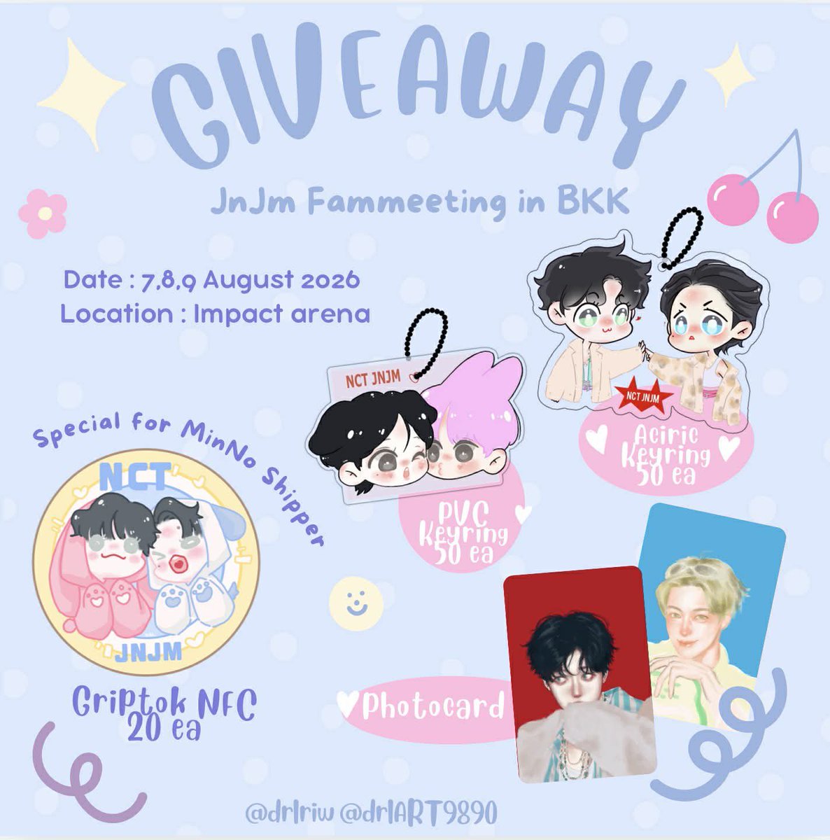 drlriw's tweet photo. pls kindly rt 🐰🐶
pls rt &amp; show this tweet 
🩵🩷 giveaway  NCT JNJM FANMEET IN BKK

📍 IMPACT Arena   
🗓️ 7-9 Aug 2026 
🕰️ TBA  
✨อยากแลกทักDMได้นะคะ

🫪กระซิบบอกว่าเป็น minno shiper  มีเสปจำนวนจำกัดให้นะคะ😌
#NCTJNJM_FANMEETING_TOUR #NCTJNJM_FANMEETING_TOUR_DUALITY https://t.co/Olqfl8v9nb