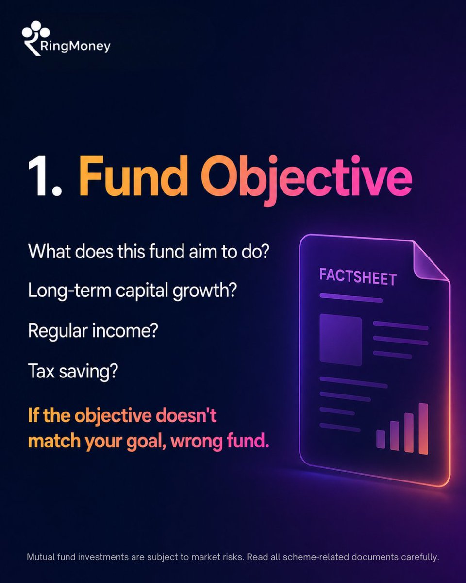 ring_money's tweet photo. Before investing in any mutual fund, look at:

✔ Fund objective
✔ Portfolio holdings
Because understanding your investment is part of investing.
What's the first thing you check before investing? 👇

#MutualFunds #FinancialLiteracy  #MoneyTips  #Investment #Finance #RingMoney https://t.co/tPVfWWvFAD
