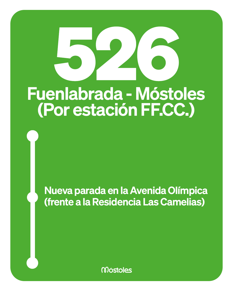 AytoMostoles's tweet photo. 🚏 Gestionamos con el CRTM habilitar una nueva parada de la línea 526 Fuenlabrada-Móstoles en la Avenida Olímpica, a la altura de la residencia de mayores Las Camelias, atendiendo una demanda histórica vecinal.

🔎+info: https://t.co/r4FHTPxUQu https://t.co/Fd16cxhNu4