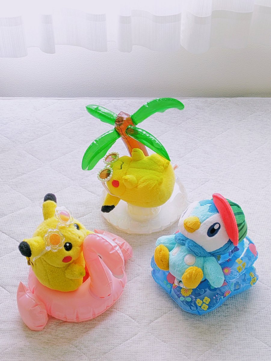 pikapocha328's tweet photo. ボクたち、夏の準備ばんたんでーす🌞

#初期ピカ #ポケぬい https://t.co/vOgqLwHRhV