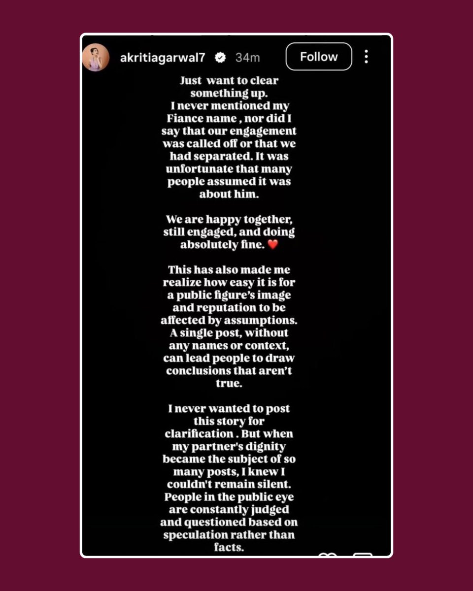 indiaforums's tweet photo. Akriti Agarwal has addressed the speculation surrounding her relationship with Prithvi Shaw, clarifying that they are still engaged and that her viral cryptic post was never about him.

.
.
.

#AkritiAgarwal #PrithviShaw #EntertainmentNews #CelebrityNews #IndiaForums https://t.co/NSdbGSNKbM