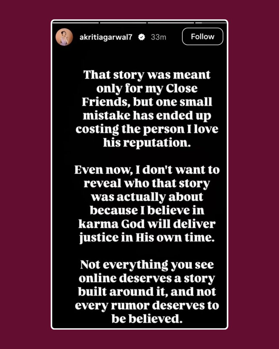indiaforums's tweet photo. Akriti Agarwal has addressed the speculation surrounding her relationship with Prithvi Shaw, clarifying that they are still engaged and that her viral cryptic post was never about him.

.
.
.

#AkritiAgarwal #PrithviShaw #EntertainmentNews #CelebrityNews #IndiaForums https://t.co/NSdbGSNKbM