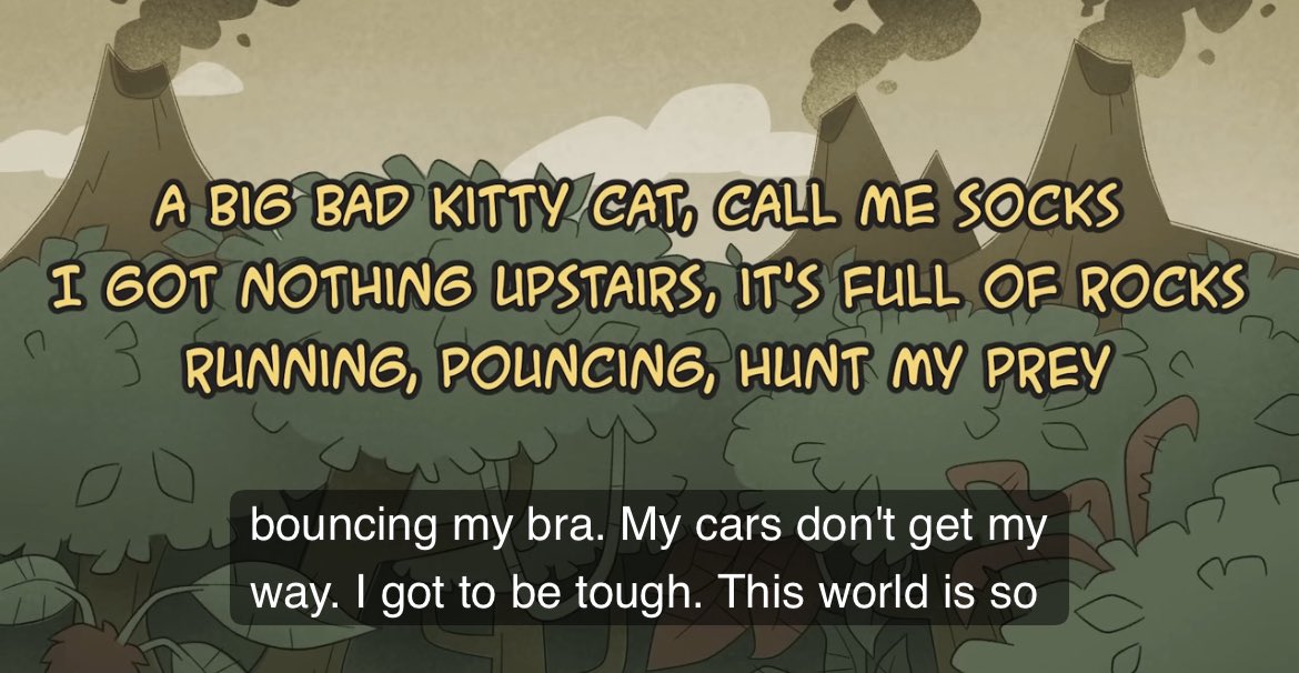 Brimmy07's tweet photo. if yall ever wanted to have a good laugh i suggest watching the mewgenics ost with auto generated captions these had me giggling https://t.co/DfijnVOFz5