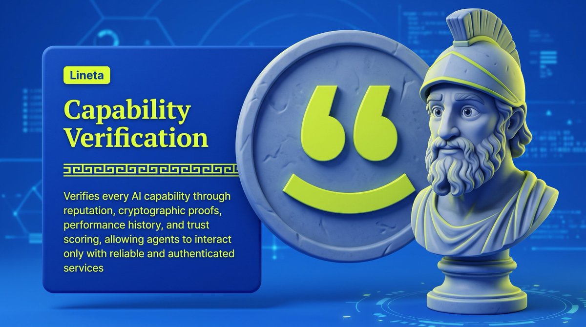 Linetacoin's tweet photo. Lineta verifies AI capabilities through reputation, cryptographic validation, historical performance, and trust scoring. Every interaction is backed by transparent verification, allowing autonomous agents to collaborate with confidence across decentralized networks. https://t.co/v3J7l9zrMF