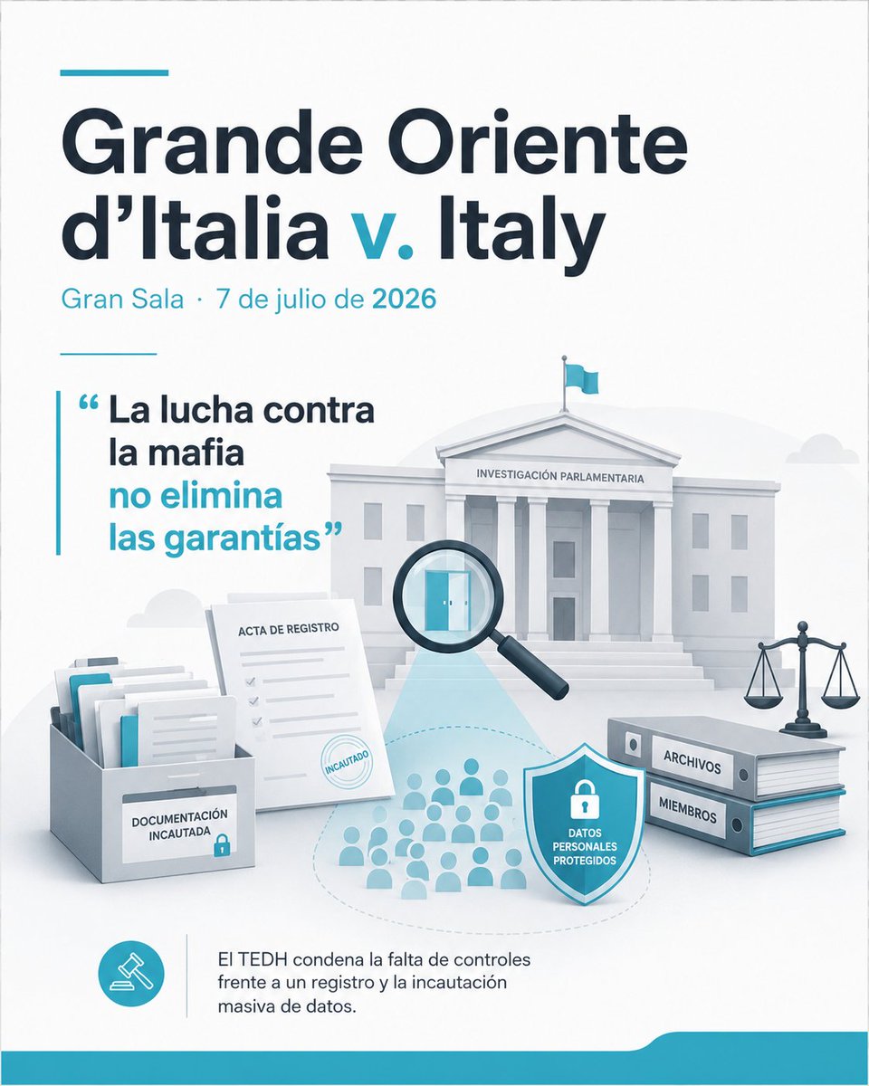 DDHHAbogados's tweet photo. La lucha contra la mafia no justifica actuar sin garantías.

En Grande Oriente d’Italia v. Italy, la Gran Sala del TEDH condena a Italia por el registro e incautación de documentos y soportes digitales de una asociación masónica. https://t.co/mQr8RCpdOC