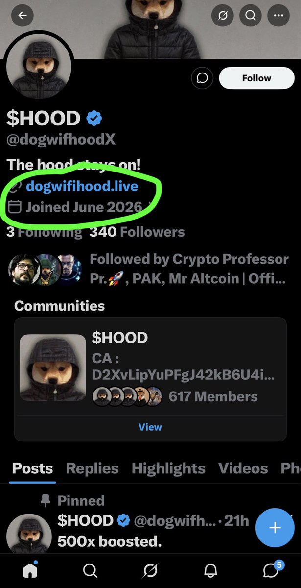 HOODto1BILLION's tweet photo. Broooo WIF ( dogwifhat ) went to like 5 billion 👀 BILLION !!! With a “B” market cap before remember… @blknoiz06 seems to like $HOOD too 💕

So like this HOOD ( DOG WIF HOOD ) thing can go like to BILLIONS too lol or worst case a couple HUNDRED MILLIONS in market cap. 

My honest prediction is at least 100 million market cap is easy to reach with HOOD ( dogwifhood ) 

It’s coded IYKYK anon 

Remember this post. I’ll come back to it to repost with an updated post after HOOD goes past 10 million mcap 

Especially with the cool website that you can create memes right away and easily, even the most unexperienced, crypto and users can quickly create a meme and post HOOD stuff in less than 20 seconds

https://t.co/TSB9iTmj5j

The website is also on the bio of the main X account page for HOOD ( dogwifhood ) @dogwifhoodX