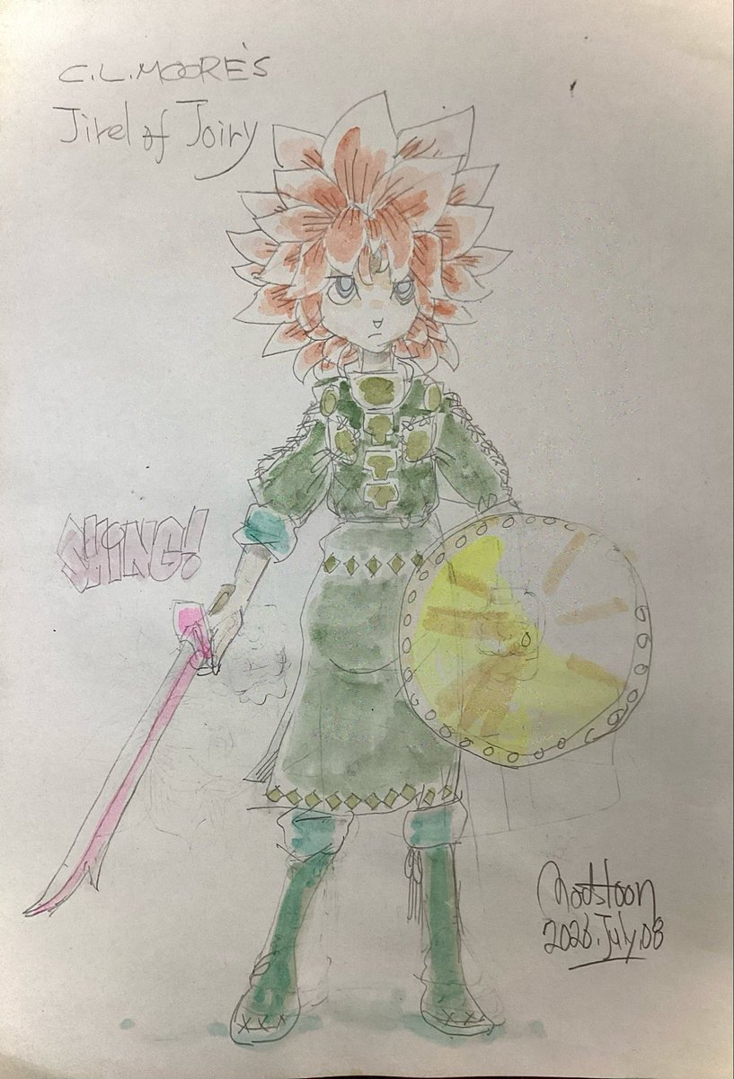 quzxoco's tweet photo. 読み返しもせずに描いてみる #C・L・ムーア 先生の #処女戦士ジレル
#modstoon
#art https://t.co/rLuKsQ3jpY