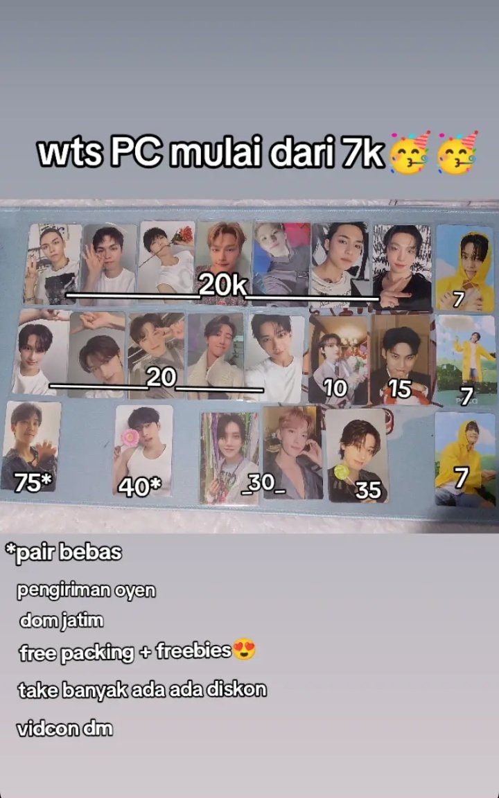 hellokyeomcute's tweet photo. Wts photocard seventeen mulai dari 7k aja
dijual dalam rangka mengurangi penghuni kamar dan BU juga😭😭
#seventeen
#wts 
#photocard https://t.co/9nqmEcU0Fl