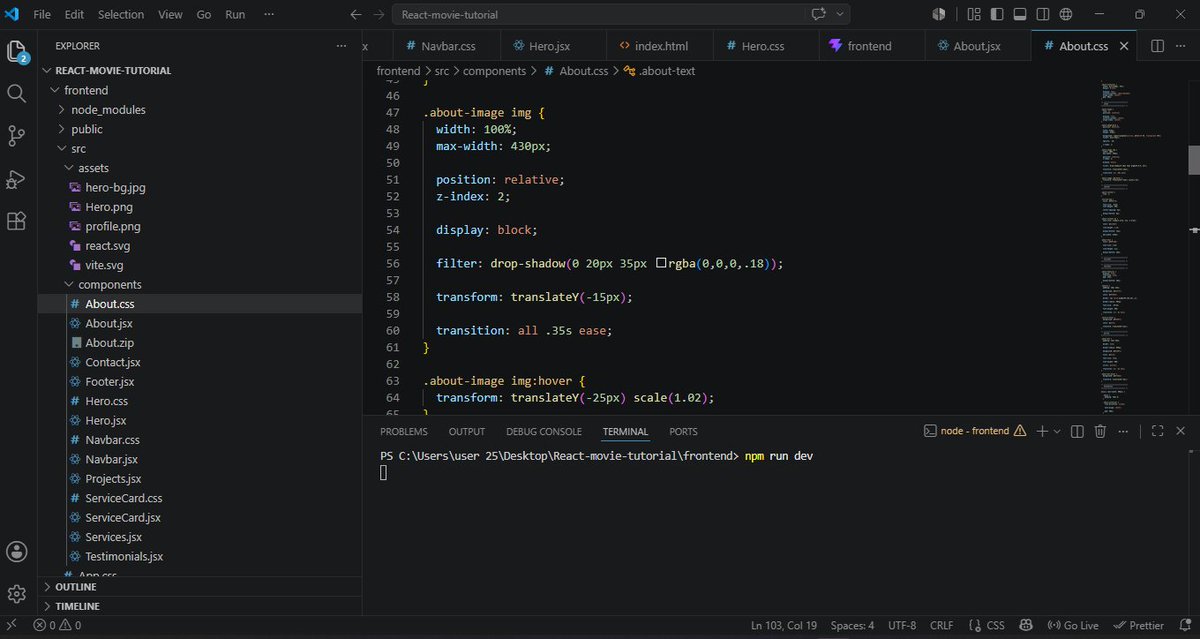 oladele94302's tweet photo. Day 19 ⚛️
Spent today polishing my About section. Less clutter, better spacing, cleaner UI. It's amazing how small design decisions can completely transform a page. 💜
#React #BuildInPublic #FrontendDev #TechTwitter #x https://t.co/ThqJVJKOm5