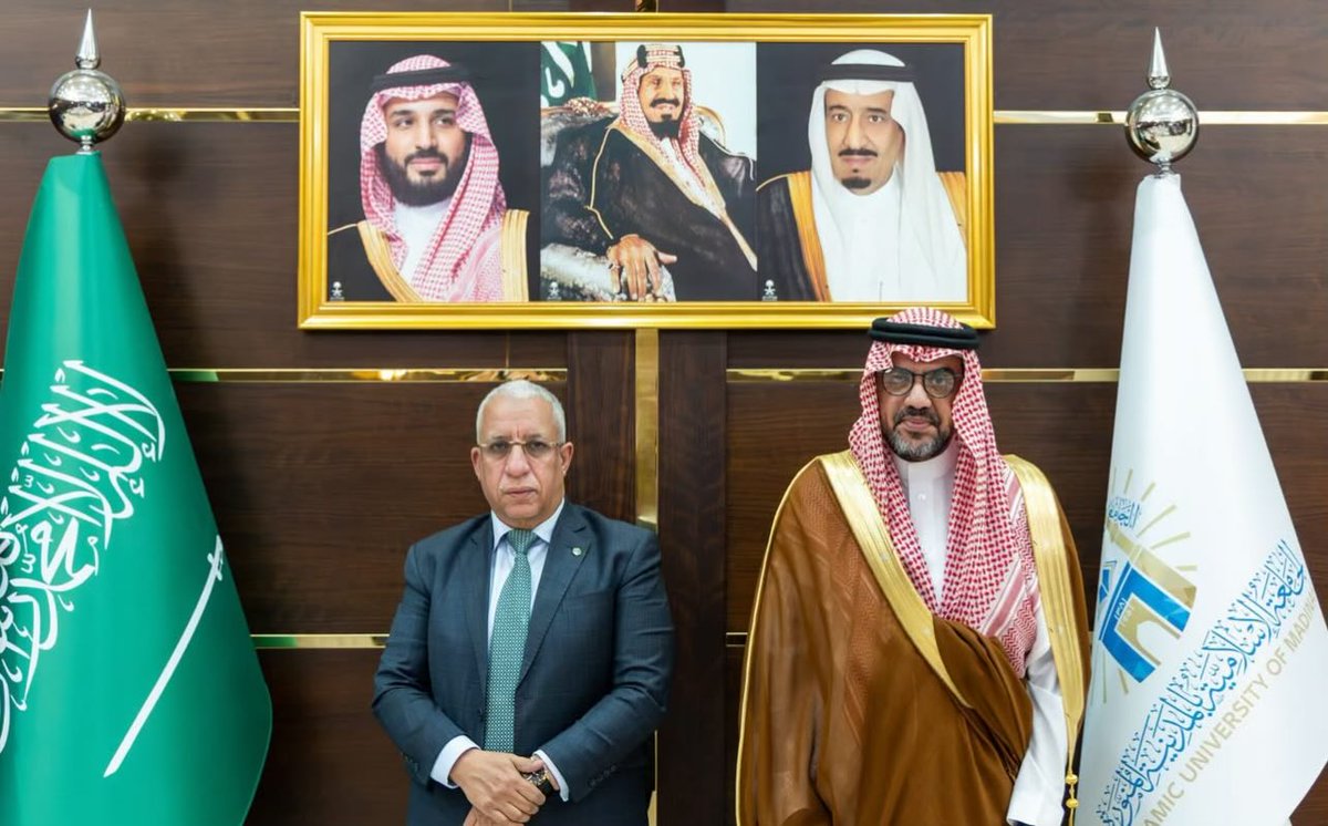 moctaroulddahi's tweet photo. كان ليّ اليوم  الأربعاء 8 يوليو لقاء مع الدكتور محمد بن صالح العقلا؛رئيس الجامعة الإسلامية بالمدينة المنورة وقد تم خلال اللقاء استعراض ملفات تعاون فى مجالات ذات اهتمام مشترك منها التعليم و البحث و  التعاون بين الجامعة الإسلامية  و نظيراتها بموريتانيا. https://t.co/kM9fGKf7fr