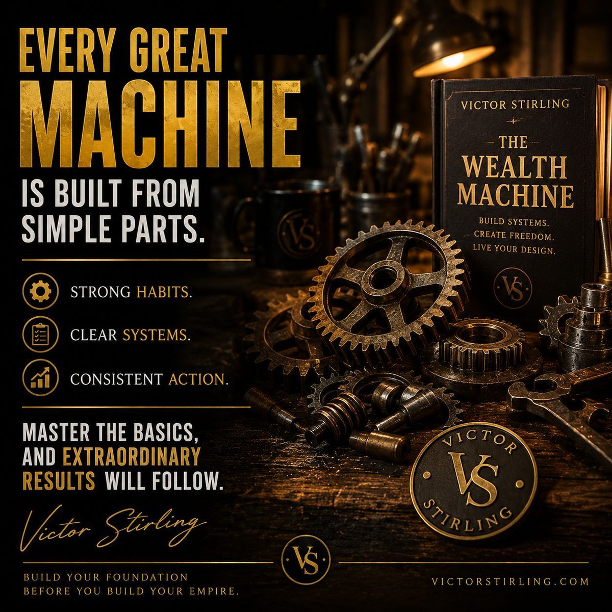 VictorStirlingX's tweet photo. Every great machine is built from simple parts.

Strong habits.
Clear systems.
Consistent action.

Master the basics, and extraordinary results will follow.

Victor Stirling

#VictorStirling #TheWealthMachine #Systems #BuilderMindset #Consistency #Progress #Success #Legacy https://t.co/ElNktsue4f