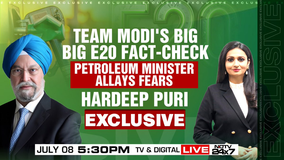 ndtv's tweet photo. Coming up at 5:30 PM with @GaurieD only on NDTV 24x7 and https://t.co/hMlRpgaRS6 

@HardeepSPuri https://t.co/MfZdESzLo1