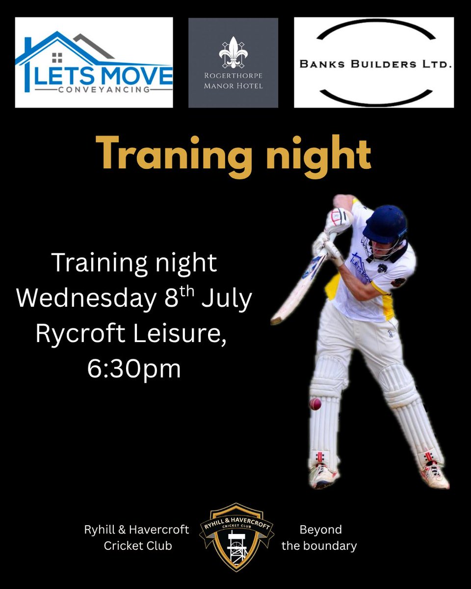 RyhillhCC's tweet photo. It’s training night, tonight. A 6:30pm start as we build up to the weekends game away at Sykehouse.
#BTB #RHCC #ryhillcricket #trainingnight #cricket https://t.co/8euK63uEfP