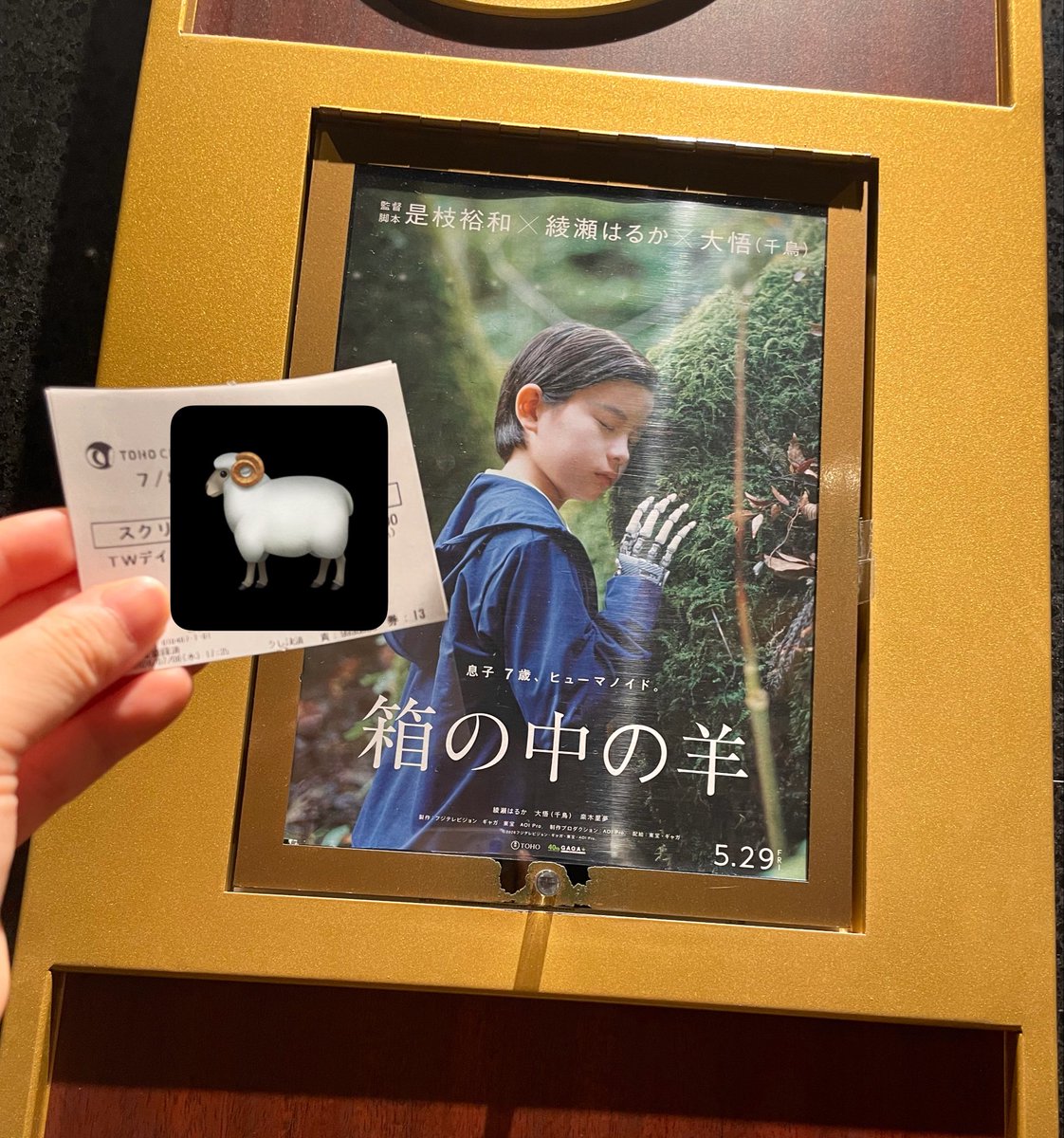 usgds_sena's tweet photo. 今日は『箱の中の羊』観てきました。
大悟さんの演技が自然で飾り気がなくて観てて心が締め付けられました。
近未来のお話とは言うものの今とかけ離れすぎてもないからリアルに感じられてそこも良かったです！

あ、あと主演のお二人とも中国地方出身だから方言がうまくて広島帰りたくなりました https://t.co/1IzUMonFJZ