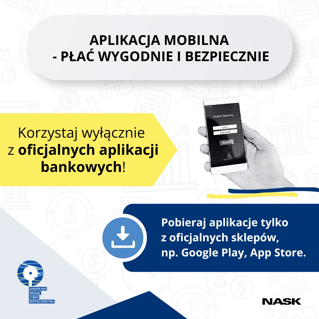 EcsmPolska's tweet photo. 📱#TydzieńZAplikajcjąBankową
Korzystasz z aplikacji bankowej?
Poznaj 5 prostych zasad, które pomogą Ci chronić Twoje konto i dane!
Więcej👉 https://t.co/pYM7BU4fIz
@NASK_pl @WIB_org @CERT_Polska @CBZCgovPL
#ThinkB4UClick #Cyberbezpieczeństwo #BankowośćMobilna https://t.co/ASKYKNM2Vu