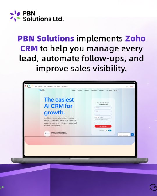 PBNSolutionsLtd's tweet photo. Leads don't grow your business, conversions do.

Stop losing opportunities to missed follow-ups. With Zoho CRM, you can manage every lead, automate follow-ups, and gain full visibility into your sales pipeline.

Migrate to Zoho now:https://t.co/1dNX8BGGuT

#PBNSolutions #Zoho https://t.co/JwPjnP1bvO