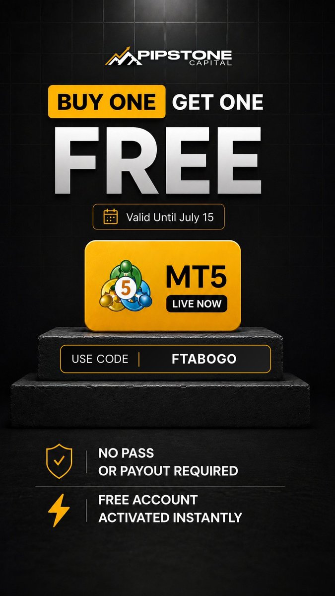 FTxAssemble's tweet photo. 📢 **PIPSTONE CAPITAL BOGO** | @everyone

🔥 Buy 1 Challenge, Get 1 FREE!
🎟 Code: **FTABOGO**
📅 Valid until **July 15**

✅ No pass or payout required
⚡ Free account activated instantly

🚀 Don't miss out! https://t.co/pRvYGuqPsJ