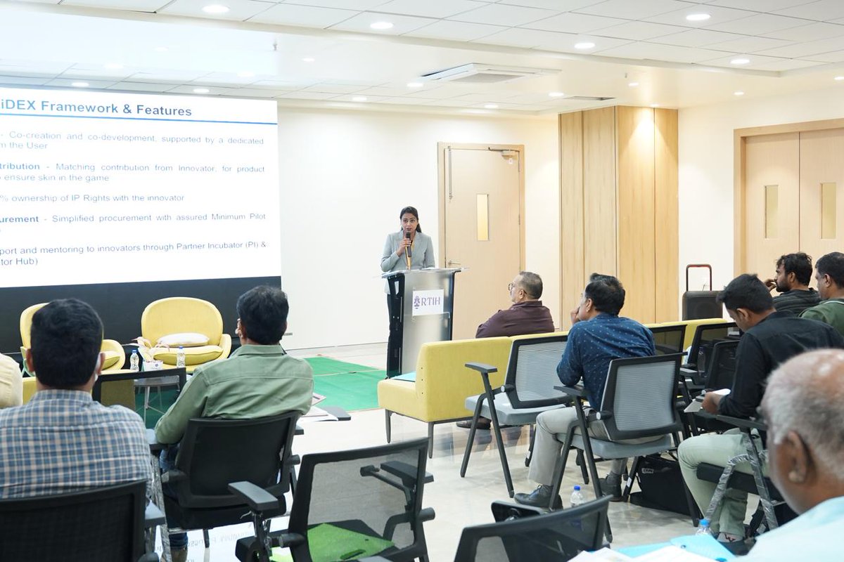 India_iDEX's tweet photo. #iDEX participated in the Vendor Development Program (VDP) for #MSMEs &amp; #Startups, organised by @RTIH_AP in Vijayawada on 2–3 July 2026.

Ms. Aarti, PM/DIO, delivered a session on "Innovation Opportunities through iDEX" and interacted with Innovators and Startups. https://t.co/SaD0enQI8e