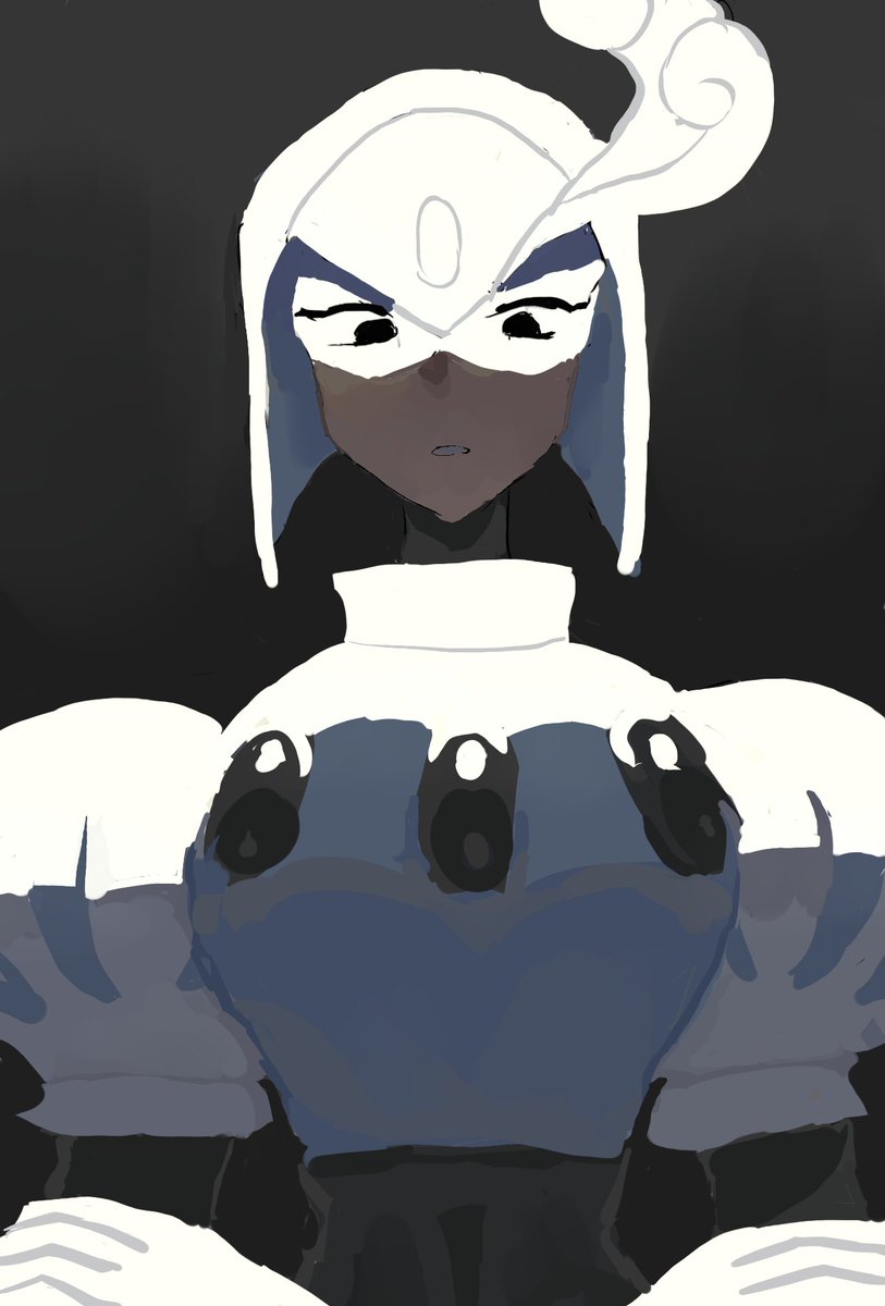 ovokthen's tweet photo. (Parody/Reference used) 
I'm delusional about Ariga's Splash Woman, and over time my portrayal of her turned into this. https://t.co/52YNJeCYvv