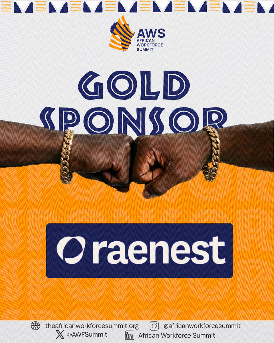 AWFSummit's tweet photo. AWS is where Africa decides who builds its workforce and how. But building a borderless workforce requires borderless financial infrastructure.

We are proud to welcome @RaenestApp as an official Gold Sponsor of the African Workforce Summit. https://t.co/oWy9fLpIwX