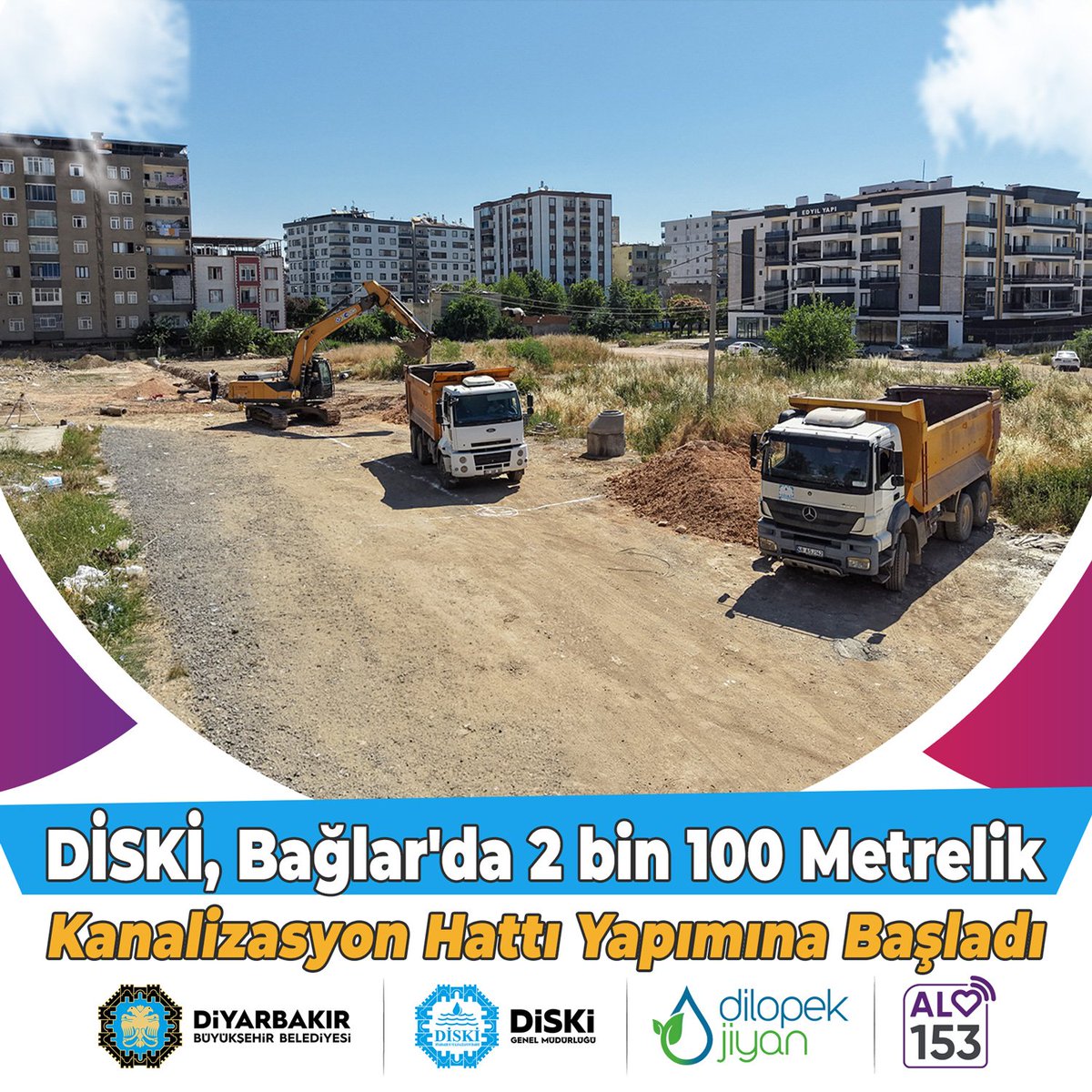 diskidiyarbakir's tweet photo. ⚒️ AVAMED, li Rezanê dest bi çêkirina xeta kanalîzasyonê ya bi dirêjahiya 2 hezar û 100 mitroyî kir

⚒️ DİSKİ, Bağlar'da 2 bin 100 Metrelik Kanalizasyon Hattı Yapımına Başladı

🔗 https://t.co/OZzAiclo1A

#Amed #Diyarbakır #Diski #AVAMED #dilopekjîyan https://t.co/Xts2GE37sx