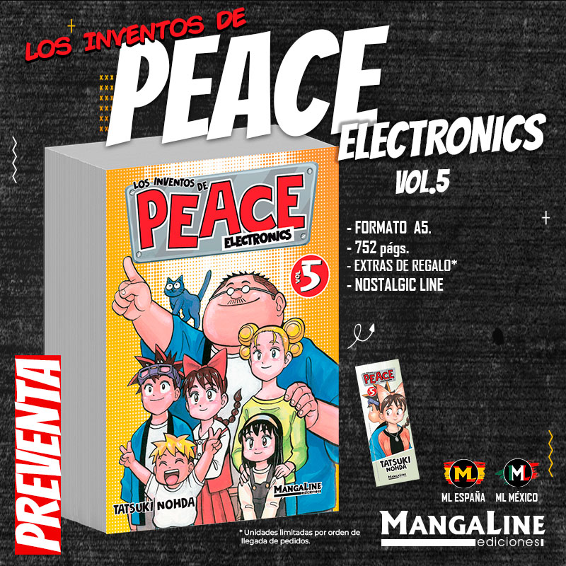 mangaline's tweet photo. 🔥Ya puedes reservar Los inventos de Peace Electronics Vol. 5. 🔥 El último tomo de la Saga! 

Continúa esta divertida obra de Tatsuki Nohda, una historia llena de humor, inventos imposibles y personajes inolvidables, dentro de nuestra Nostalgic Line.

📘 Formato A5
📄 752 páginas
🎁 Extras de regalo

MangalineES ➡️ https://t.co/iZkY17Xtgz
MangalineMX ➡️ https://t.co/oamTluafdf

#Mangaline #MangalineEspaña #MangalineMexico #PeaceElectronics #LosInventosDePeaceElectronics #TatsukiNohda #NostalgicLine #Manga #MangaEnEspañol #PreventaManga #MangaColeccionismo