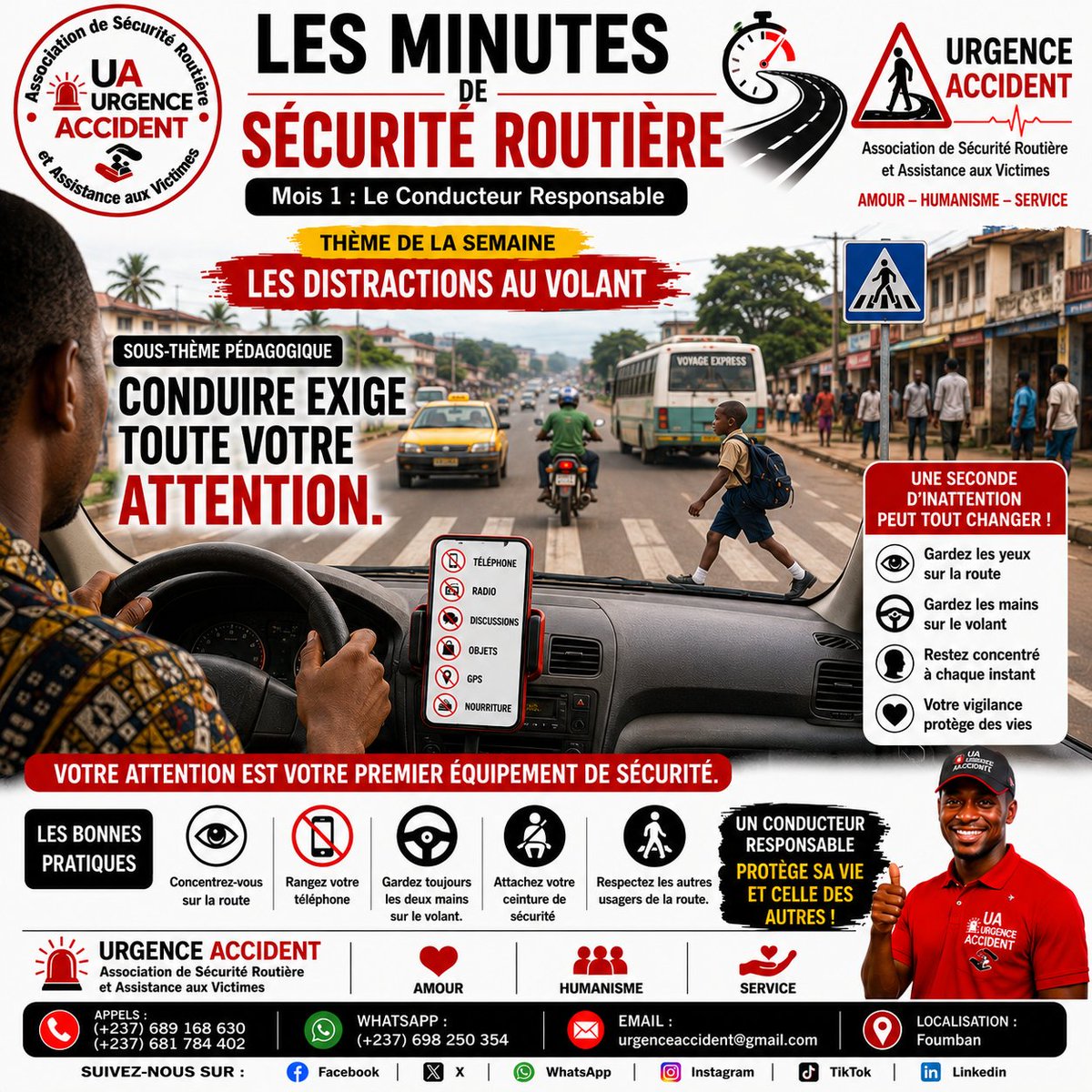 benrodriguendm's tweet photo. 🚦 LES MINUTES DE SÉCURITÉ ROUTIÈRE
Conduire ne consiste pas seulement à tenir un volant. C'est observer, anticiper et prendre les bonnes décisions à chaque instant. Un téléphone. Une radio. Une conversation. Un GPS.
Toutes ces distractions détournent votre attention de la route. https://t.co/5qlWb2vUE4