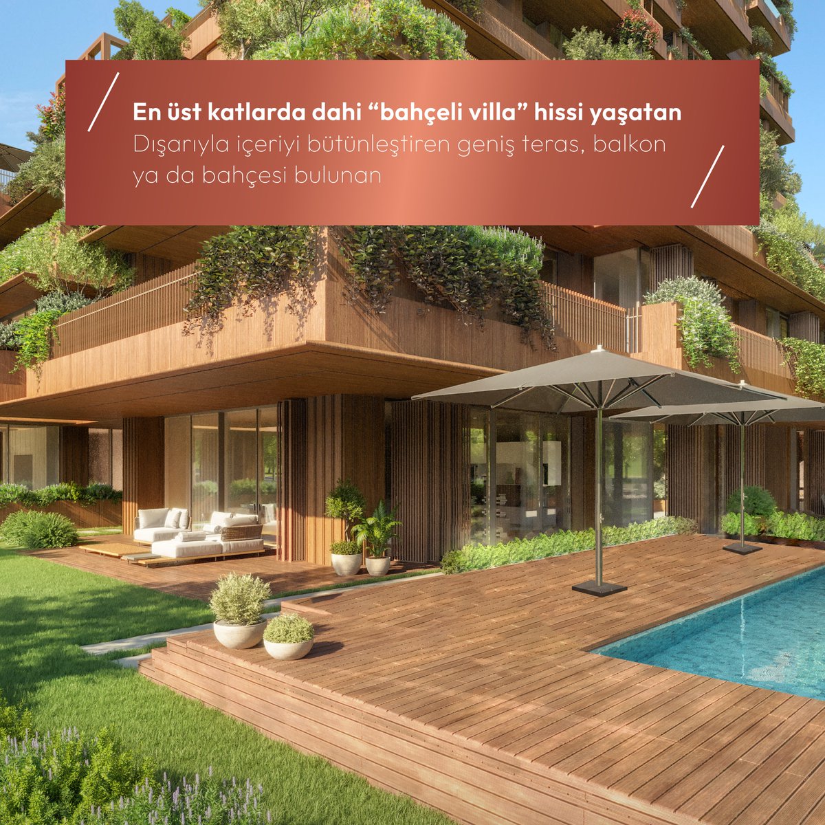 Nextlevelistnbl's tweet photo. 1) En üst katlarda dahi "bahçeli villa" hissi yaşatan
2) Dışarıyla içeriyi bütünleştiren geniş teras, balkon ya da bahçesi bulunan
3) Yeşile dokunan bir şehir yaşamına davet eden
4) Villa Evler / Teras Evler / Manzara Evler / Loft Evler

Aktif yaşamın merkezinde, doğayı içine alan bahçeli ve teraslı evler.
#sıradanevar #NextLevelİstanbul