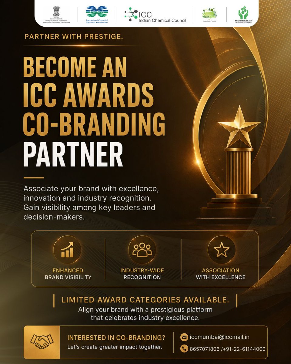 icc_india's tweet photo. 🏆Put Your Brand in the Spotlight!
Become an ICC Awards Co-branding Partner and support the recognition of industry excellence.

Co-branding opportunities are available across select award categories.

For details: iccmumbai@iccmail.in / 8657071806 / +91-22-61144000 https://t.co/PNc7Sip5eg