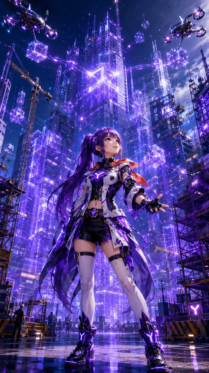 Cyberpunk Anime Heroine Megacity